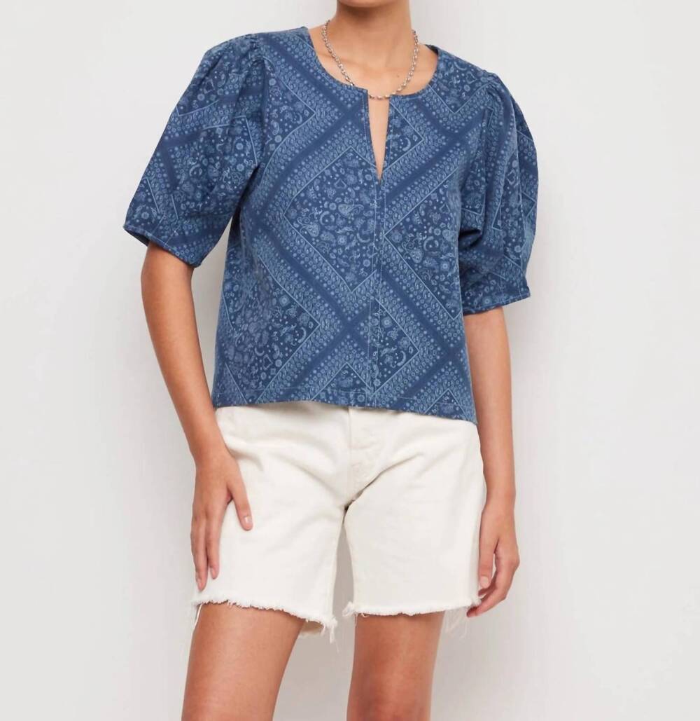 NEW FIFTEEN TWENTY women's puff sleeve blouse in print